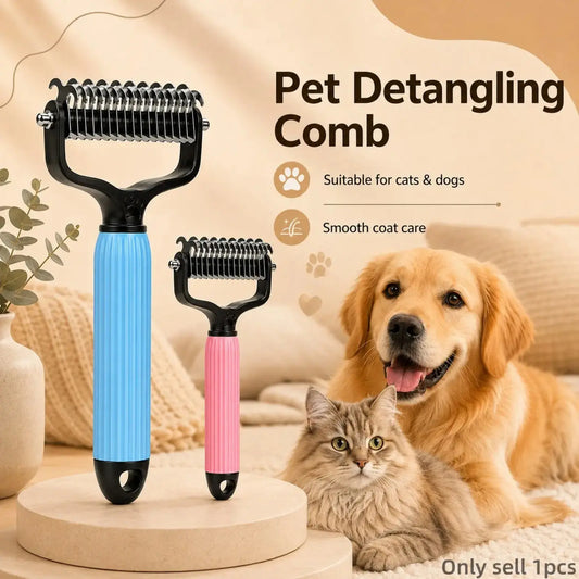 Pet Detangling Comb for Dogs and Cats,Stainless Steel Pet Grooming Tool for Loose Hair Removal,Light Mats, Tangles,Shedding and Daily Coat Care
