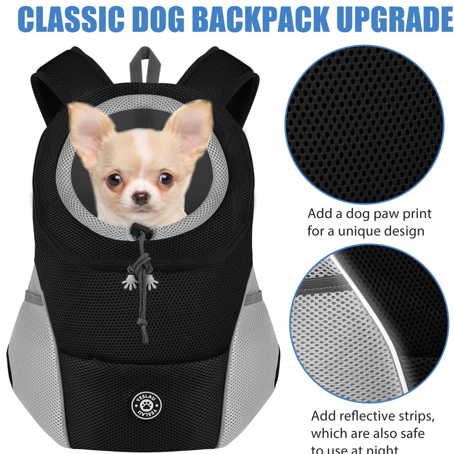Backpack for Dog Shoulder Carrier Pet Conveyor Backpacks Comfortable Front Motorcycle and Hiking Camping Carrier Bag for Pet Dog